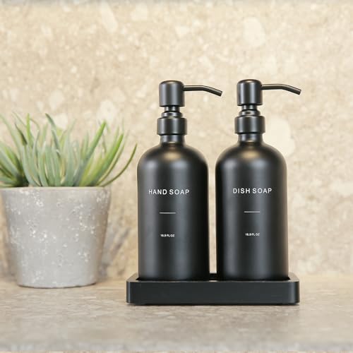 Matte Black Soap Dispenser Set (Black Bottle & Black Pump)