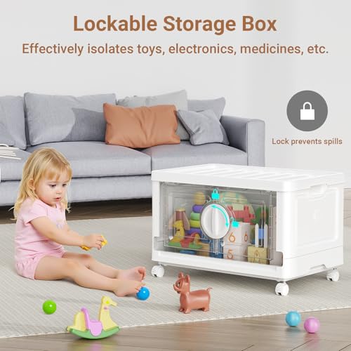360Qt Lockable Stackable Storage Bins with Lids (White / 120QT-3Pack)
