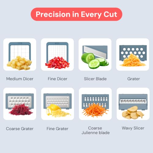 Essential Vegetable Chopper & Mandoline Slicer (Blue)