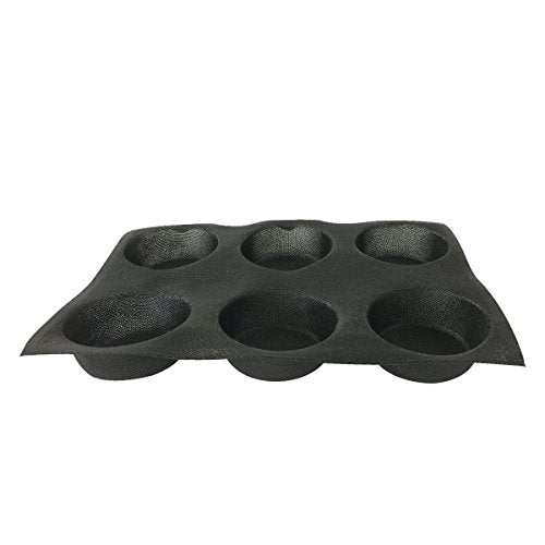 Silicone Bun Bread Form Round Shape Bread Tray Perforated Bakery Molds (6 Caves 4" Round Shape For Bun)