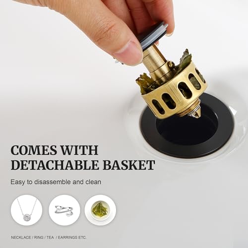 Pop up Sink Drain Stopper for Bathroom Vessel Vanity Sink Art Basin Matte Black