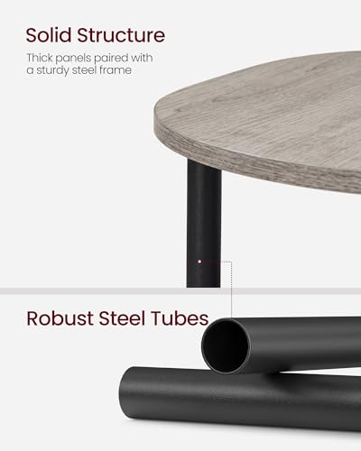 Side Table Small End Table (Heather Greige + Ink Black)