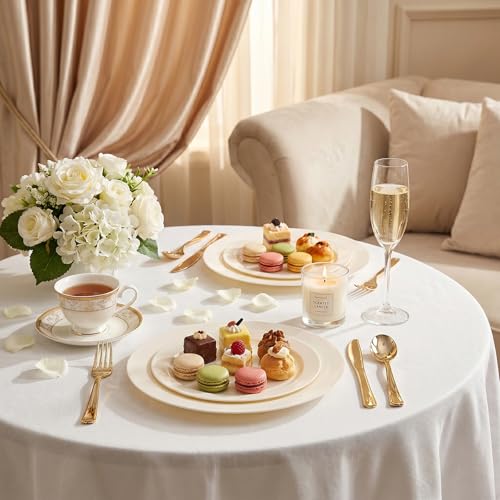 200 Pcs Ivory Plastic Plates (Ivory / 200 Pcs)