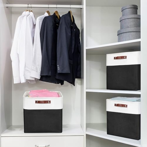 13x13 Cube Storage Bins (Black / Off-White / Cube - 13"x13"x13")
