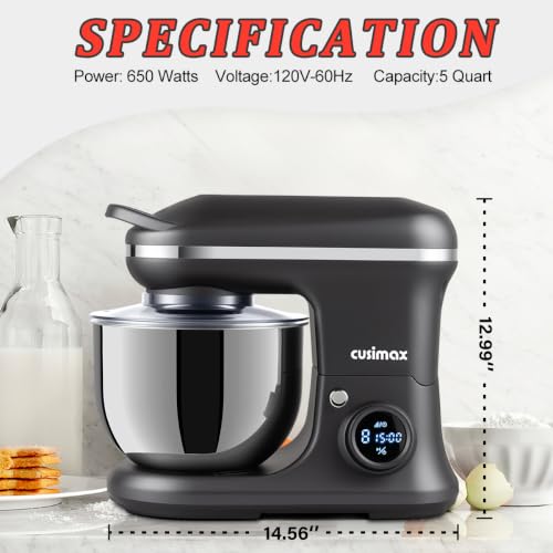 Stand Mixer CUSIMAX Kitchen Mixer with Digital Switch Control (Grey)