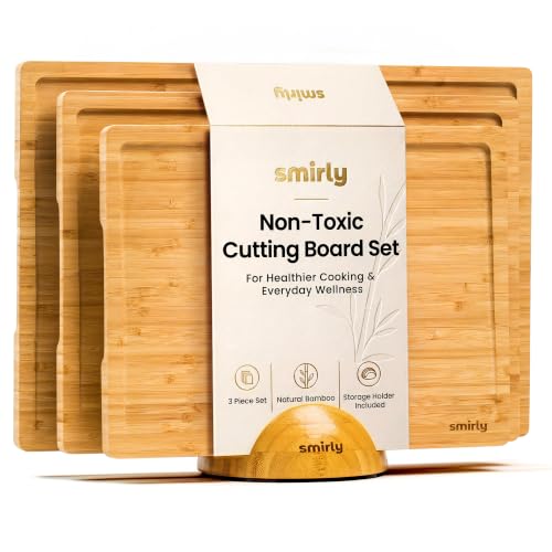 Cutting Boards for Kitchen (Natural Bamboo / 4-Piece)