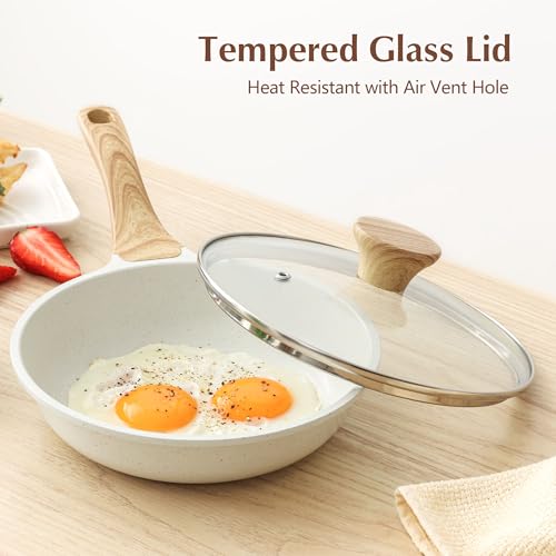 8Inch Nonstick Ceramic Frying Pan with Lid