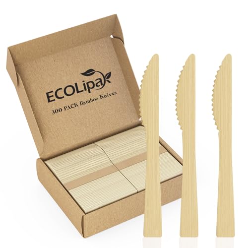 300 Count Disposable Compostable Bamboo Knives for Party (knives)