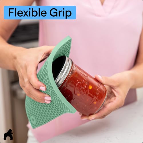 BPA Free Silicone Oven Mitts and Pot Holders Set (Mint / 12.5" Oven Mitts + 7" Trivets)