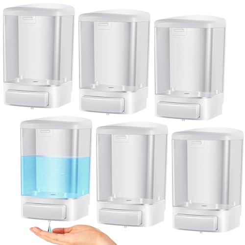 6 Pcs Wall Mounted Soap Dispenser (White / 33.8 oz 1000 ml)