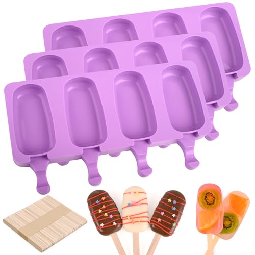 Large Oval Silicone Popsicle Molds (3 Pcs Large - Purple)