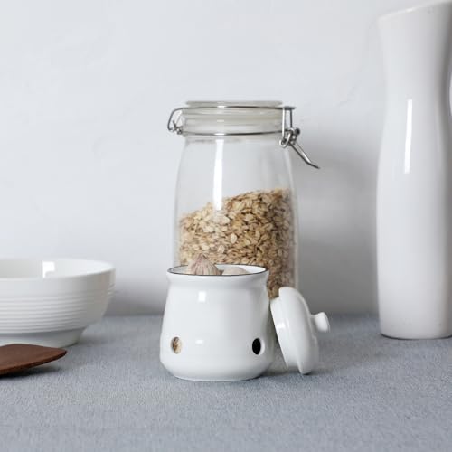 Ceramic Mini Garlic Keeper with Lid (12 Ounce)