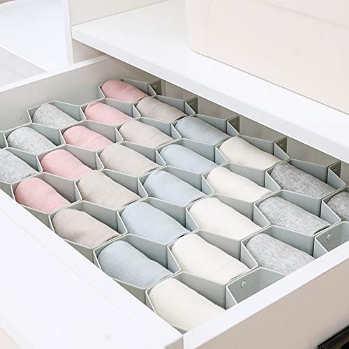 Drawer Divider Organizer Adjustable DIY Grid Honeycomb Drawer Divider for Underwear Belt Scarf Socks Gray (Grey)