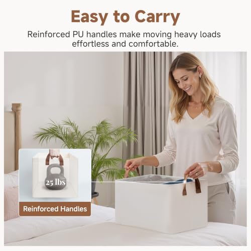 Fabric Storage Bins (Natural Color / 14 ¾" L x 10 ¼" W x 8 ¼" H)