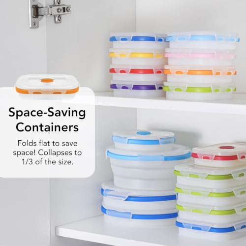 Collapsible Food Storage Containers with Lids (Assorted Colors 12oz-4pc)