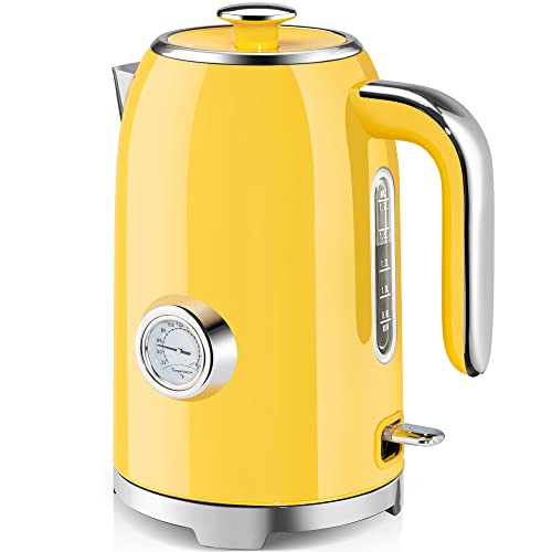 57oz Electric Kettle with Thermometer (Retro Yellow)