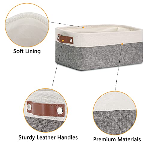 Small Storage Baskets 6 Pack (White&Grey / XS-12"x8"x5")