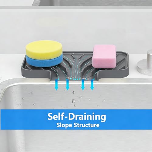 Sponge Holder for Kitchen Sink (Gray / 8"x 4")