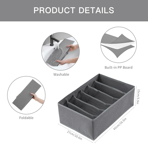 Jeans Pants Organizer for Closet (Grey / 6 Grids)