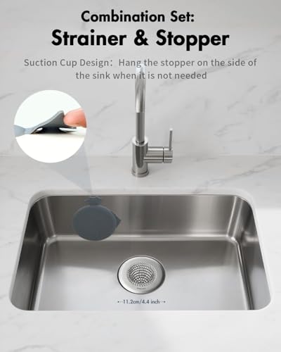 Kitchen Sink Drain Strainer Stopper (Dark Gray Silver)
