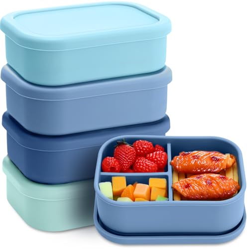 4 Pcs Silicone Bento Box (Macaron Blue)