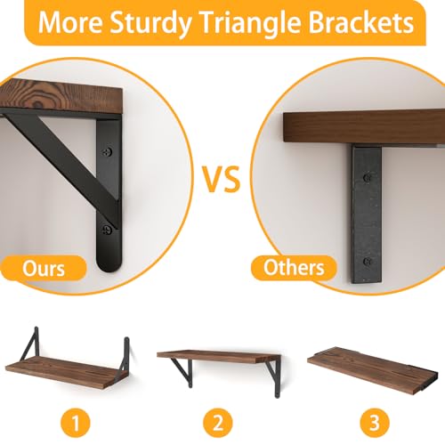 16.5in Floating Shelves for Wall (Dark Carbonized Pine / 16.5 x 6.1 x 0.59 inches)