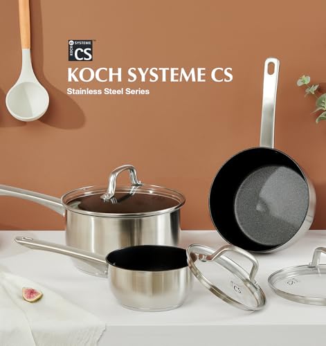 Stainless Steel Saucepan Set (Black / 1+2+3 Quart)