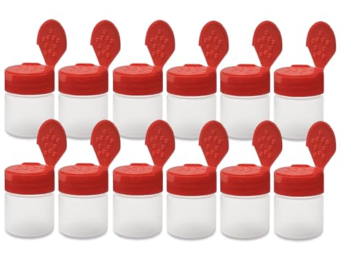 1 oz Plastic Spice Jars with Red Flip & Sift Caps