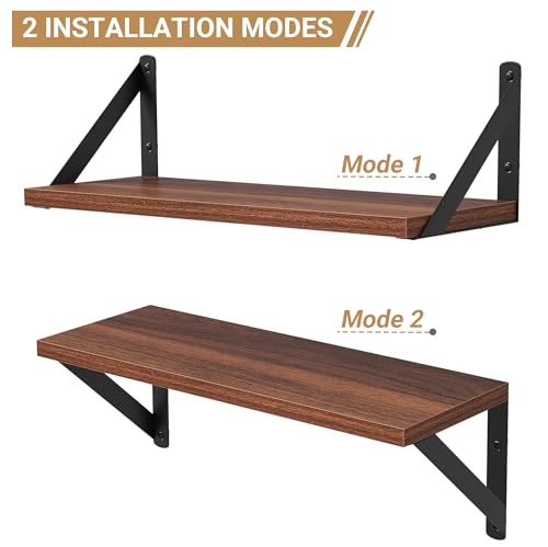 Floating Shelves for Wall (Walnut / 15.75"W x 5.9"D x 5.4"H,Set of 3)
