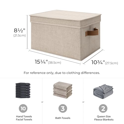 Fabric Storage Bins with Lids (Brown and Beige / Large)