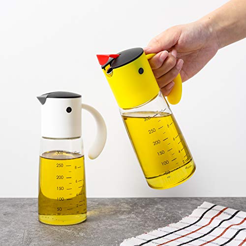 Glass Olive Oil Dispenser Bottle Set 10 oz Yellow White (white and yellow)