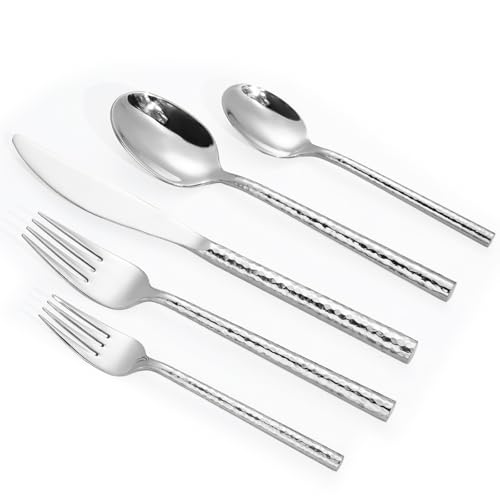 Hammered Silverware Set (Hammered Silver 20 pcs)