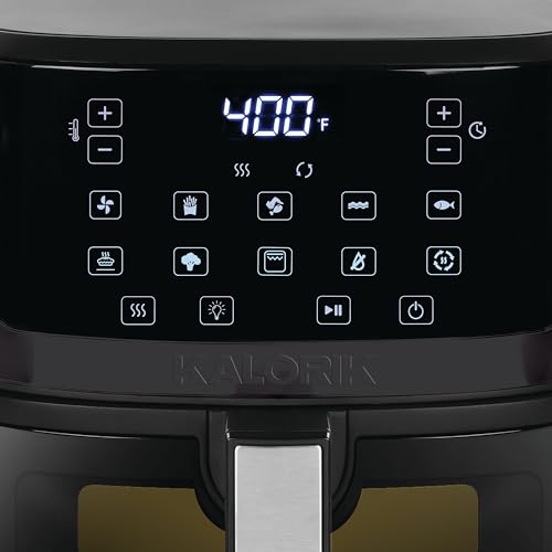 Air Fryer 7 Quart Capacity with Touchscreen Controls 10 Cooking Presets in 12 Food Categories with Large Illuminated View Window and Nonstick Basket & Trivet