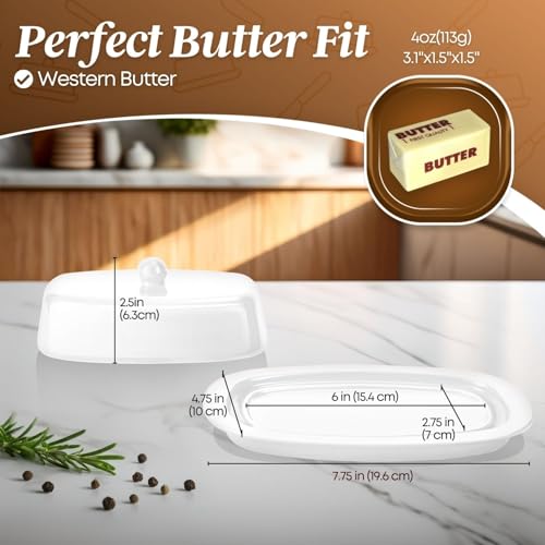 Standard Ceramic Butter Dish with Lid (White / Standard)