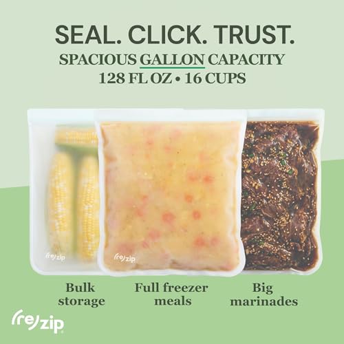Reusable Gallon Freezer Food Storage Bags (8 Pack)