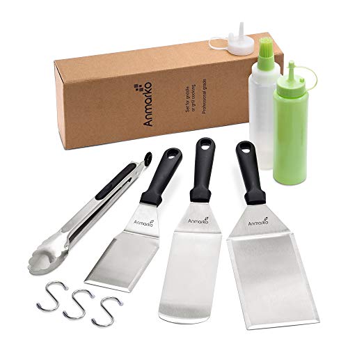 Metal Spatula Set of 6 (Plastic handle set + tongs and bottles)