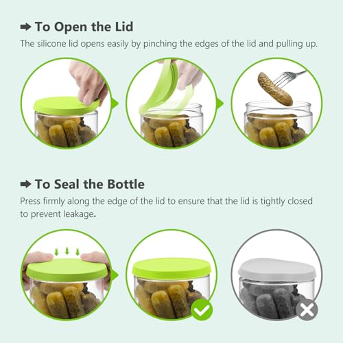 Glass Pickle Container with Strainer (Green Yellow)
