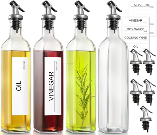 Olive Oil Dispenser Bottle for Kitchen (Clear / 17 Ounces-4 Pack)
