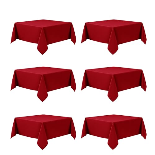 6 Pack Red Tablecloths for Square Tables (Red / 54x54 In, 6 Pack)