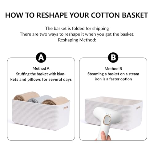 Large Storage Baskets for Shelves (2pcs-L17×W13×H7.5" / Off White)