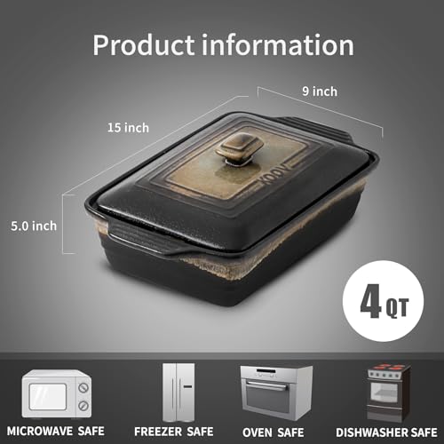 Ceramic Casserole Dish with Lid (Rough Black)