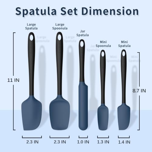 Silicone Spatula Set of 5 (Dark Blue Black)