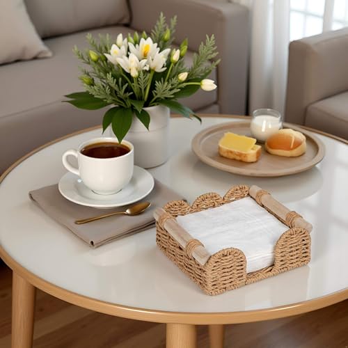 Square Scalloped Napkin Holder for Table for Home Kitchen Decor