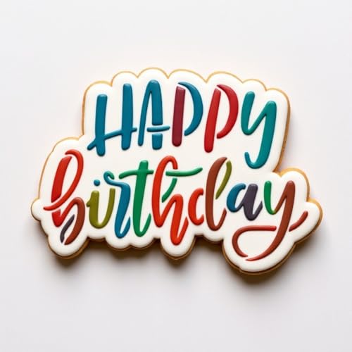 Cookie Cutter and Stencil Bundle Royal Icing Cookies Stencils Paint Your Own Biscuit Bakery Starter Kits Royal Icing Fondant Cutters Birthday Wedding Holiday Cookies Painting Coloring Pages Comb (Happy Birthday Set)