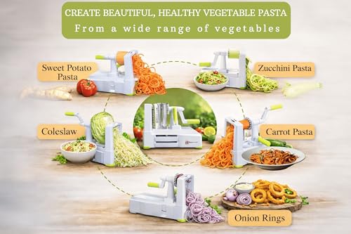 5 Blade Vegetable Spiralizer & Veggie Noodle Maker (White ( 5 Blades ))