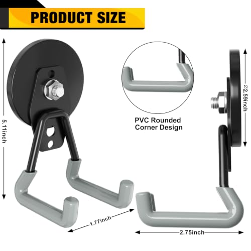 Heavy Duty Storage Magnetic Utility Hooks Large Garage Magnet Hooks with Anti (Gray)