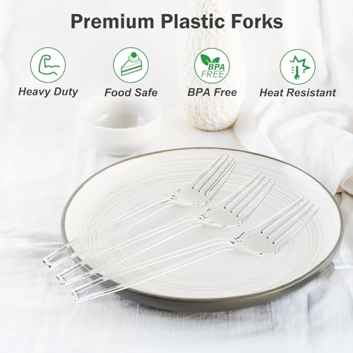 360 Count Extra Heavy Duty Clear Plastic Forks Disposable (Clear)