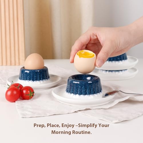 Ceramic Egg Cups (Blue&Beige -4pcs)