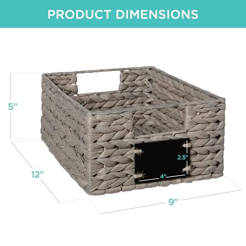 Set of 4 9x12in Water Hyacinth Pantry Baskets (9x12x5in / Gray)
