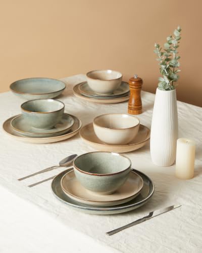 Stoneware Dinnerware Sets for 4 (Mocha Beige / Set (12pcs))